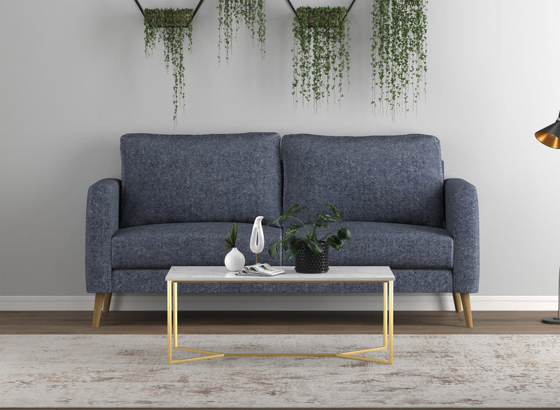 44” Coffee Table – Marble With Gold Metal 