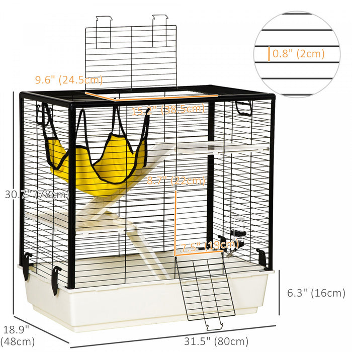 Pawhut Small Animal Cage Habitat Indoor Pet Play House For Guinea Pigs Ferrets Chinchillas, With Acc