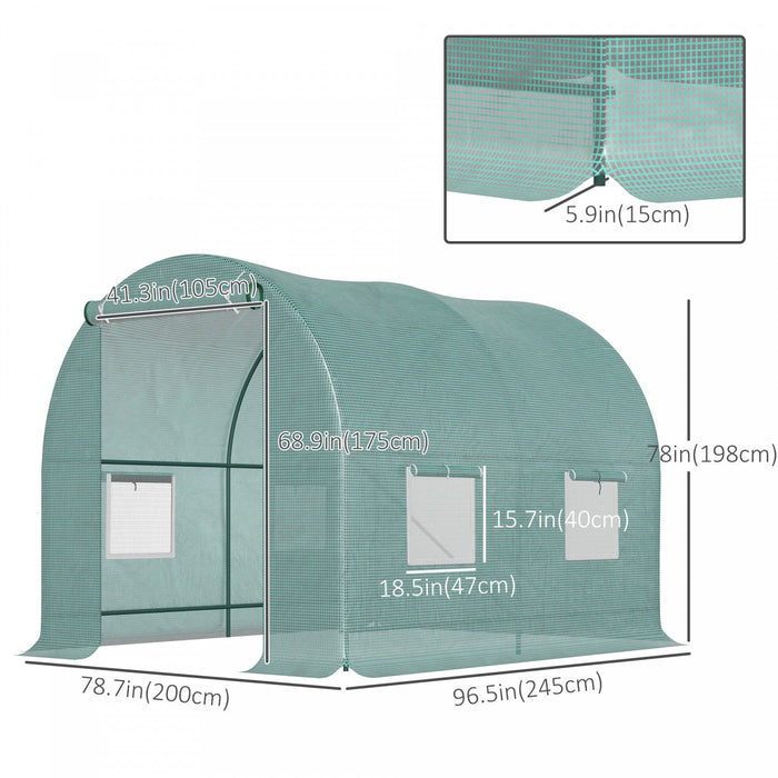 Outsunny 8'x6.6'x6.6' Heavy Duty Walk-in Greenhouse Garden Tunnel Hot House Outdoor Flower Vegetable