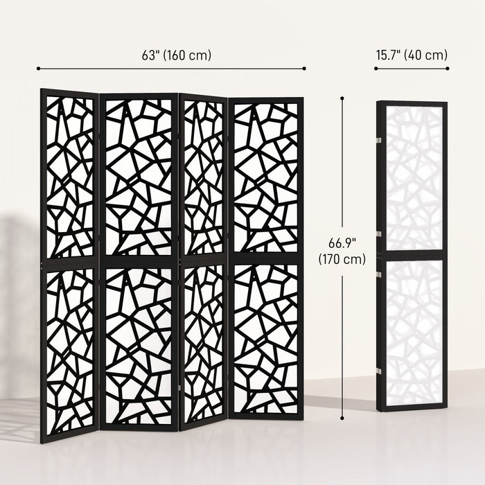 HOMCOM 4 Panel Room Divider, 5.6 FT Lightweight Privacy Screen, Black
