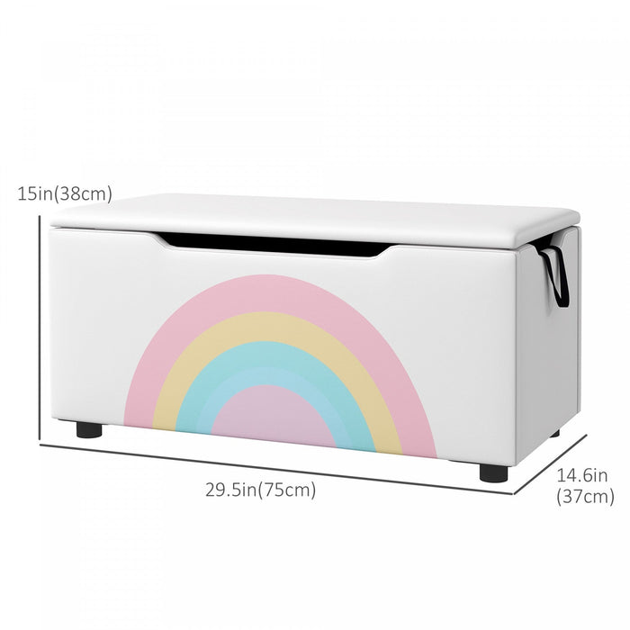 Qaba Toy Chest, Kids Toy Bench Box, Lightweight Storage Bench With Lid And Side Handles, For Nursery