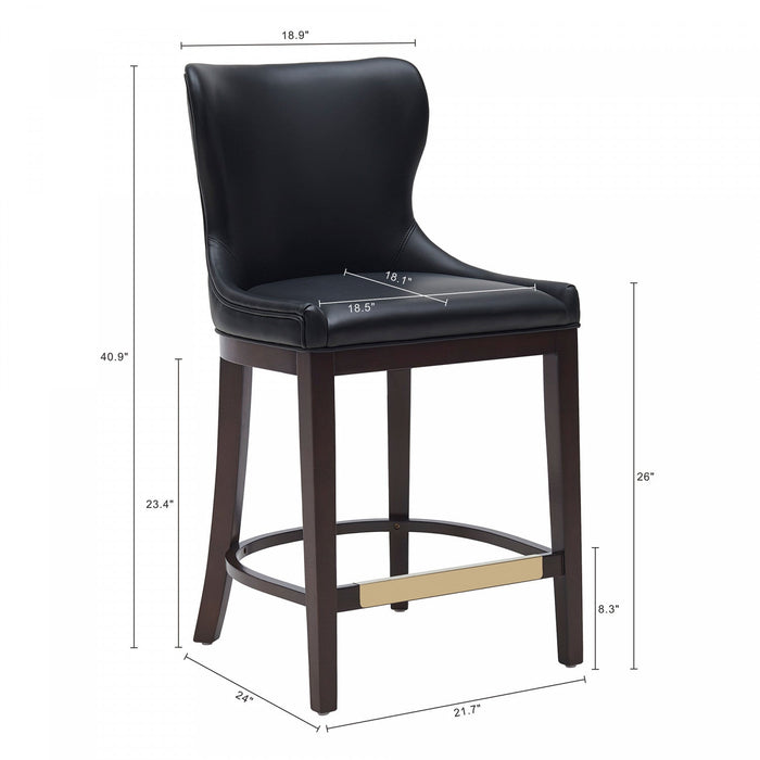 Blair Modern Wood Upholstered Counter Stool in Black - Set of 3 Bar Stool 