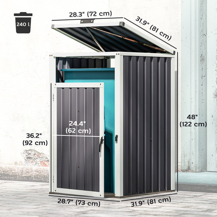 Outsunny Single Garbage Bin Shed, Lockable Storage Shed With Openable Lid