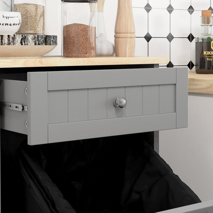 HOMCOM Tilt Out Trash Cabinet, Hidden Garbage Bin Cabinet with Drawer