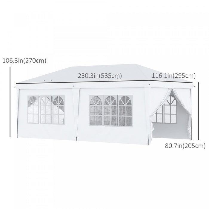Outsunny 10' X 20' Pop Up Canopy With 6 Walls, Outdoor Easy Up Canopy Party Tent With Steel Frame, D