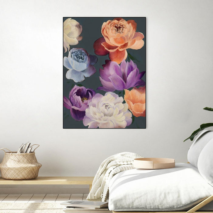 \"November Blooms\" Canvas Framed Black 30x40 Wall Art