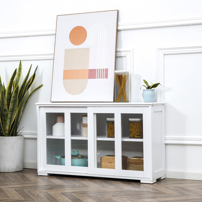 HOMCOM Kitchen Sideboard Stackable Storage Cabinet with Sliding Glass Door