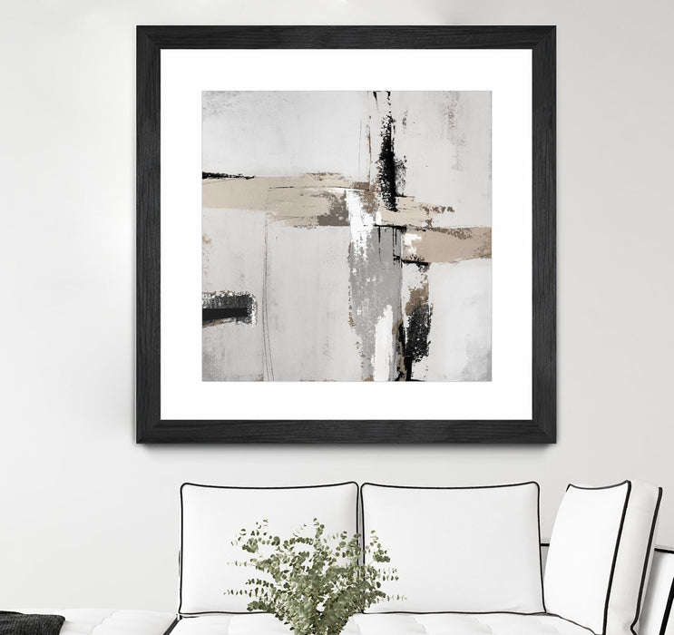 \"Off Edge Ii\" Matted and Framed Black 30x30 Wall Art