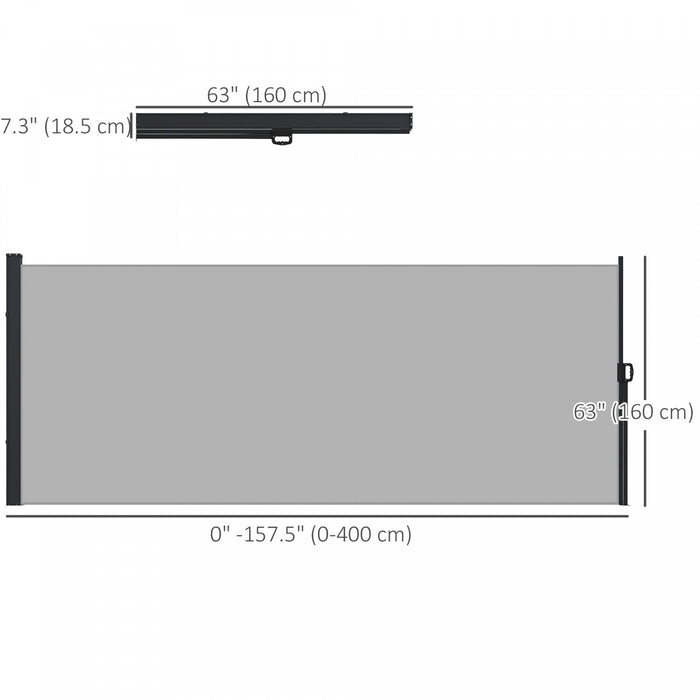 Outsunny 13' X 5' Retractable Side Awning, Garden Privacy Screen, Light Grey