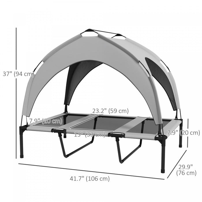 Pawhut Elevated Dog Bed With Canopy, Cooling Dog Cot Bed For Camping, Portable Raised Pet Cot With W