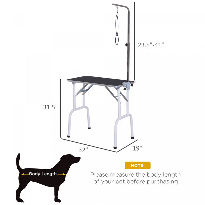 Pawhut 32in Foldable Dog Grooming Table For Small Dogs, Pet Grooming Table For Dogs Cats With Adjust