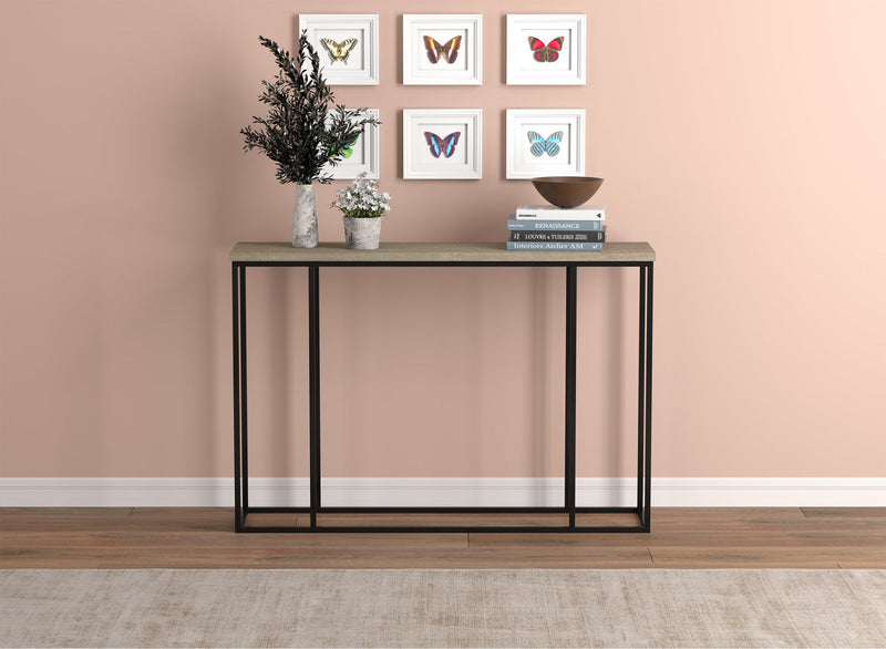 47” Console Table - Dark Taupe With Black Metal 