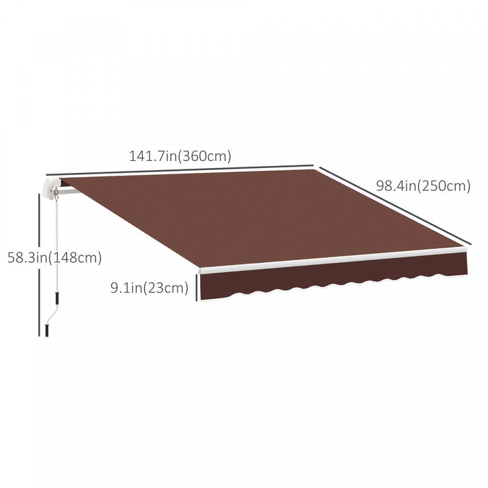 Outsunny 12' X 8' Retractable Awning Patio Awnings Sunshade Shelter Coffee