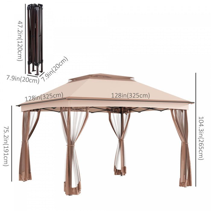 Outsunny 11' X 11' Pop Up Canopy, Outdoor Canopy Shelter Event Tent With 2-tier Soft Top, Removable 