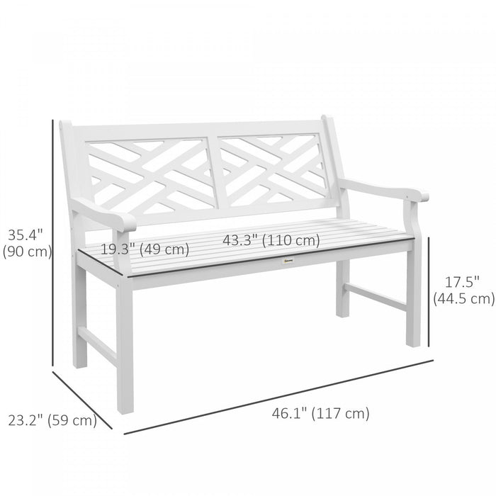 Outsunny Wooden Garden Bench W/ Slatted Seat & Back, White