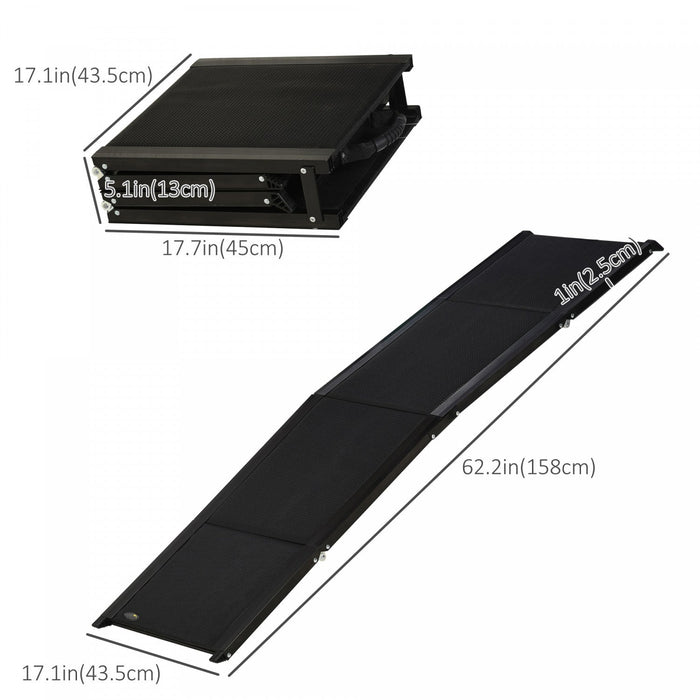 Pawhut Folding Pet Ramp, 62 Inch Lightweight Portable Dog Ramp For Extra Large Dogs, Non-slip Surfac
