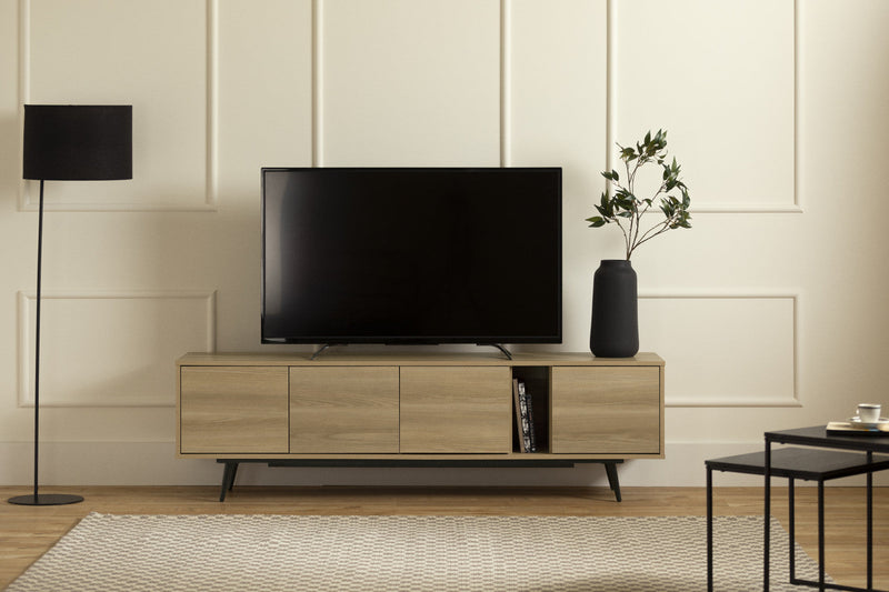 Mezzy 71\" TV Stand with Doors - Natural Ash