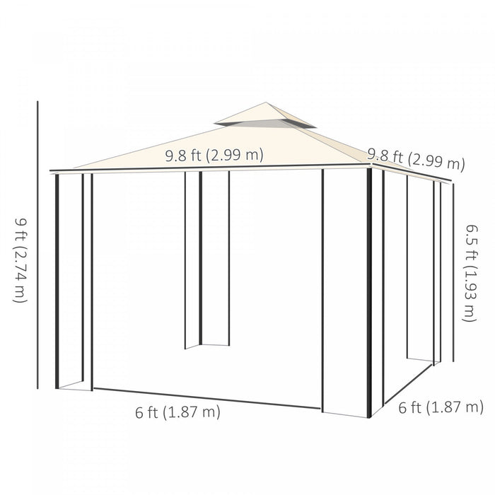 Outsunny 10'x10' Soft-top Patio Gazebo Deck Canopy, Cream