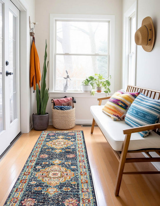 Lotus Navy Rug 2'8\" x 8'2\" 