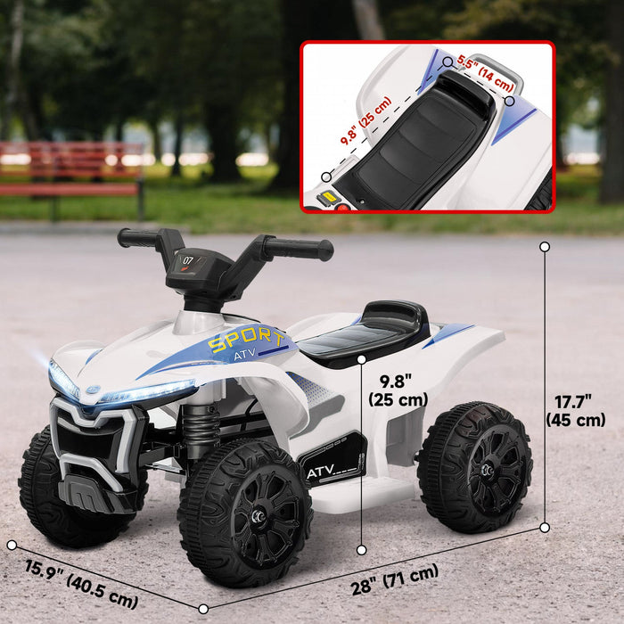 Qaba Kids Atv, 6v Battery Powered Ride-On Electric Vehicle With 1.6mph Max Speed, Headlights, Music,