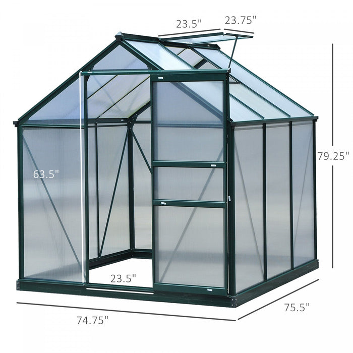 Outsunny 6.2' X 6.3' X 6.6' Clear Polycarbonate Greenhouse Large Walk-in Green House Garden Plants G