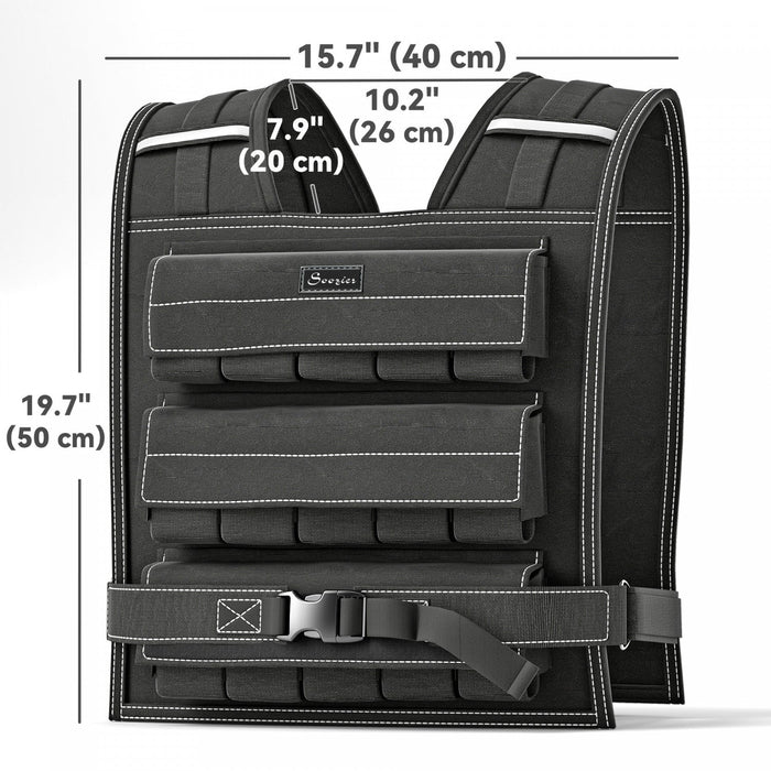 Soozier 44lbs Adjustable Weighted Vest With 20 Metal Weights