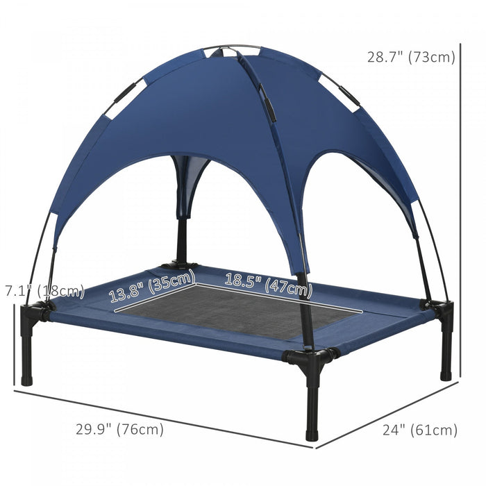 Pawhut Elevated Dog Bed With Canopy, Portable Raised Dog Cot For M Sized Dogs, Indoor & Outdoor, 30\"