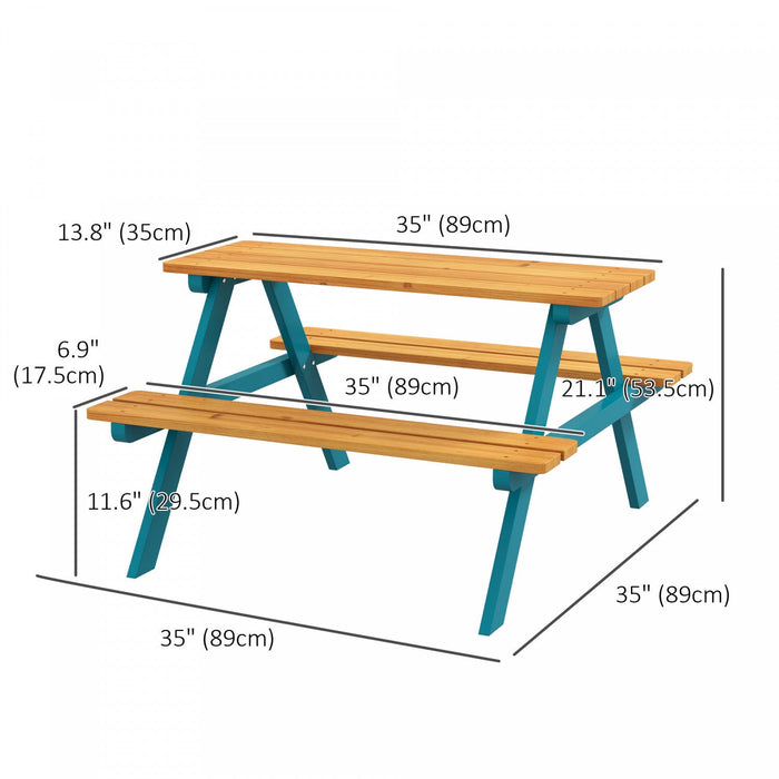 Outsunny Kids Picnic Table, Wooden Kids Table And Chair Set Outdoor Activity For Girls Boys Gift Age