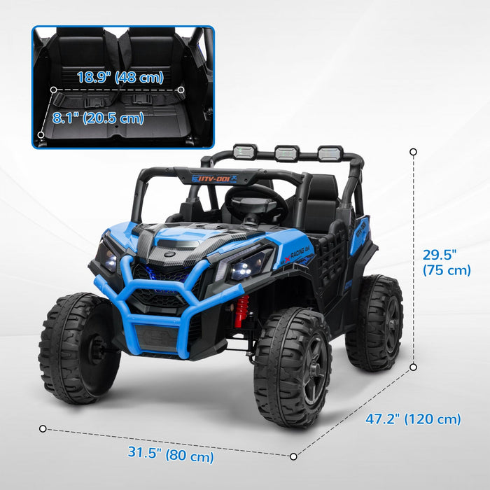 Qaba 2 Seater Electric Car For Kids, 24v 7ah Big Battery Powered Ride-On Car With Remote Control, 3 