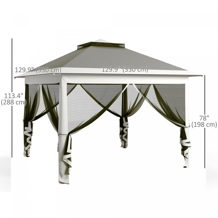 Outsunny 11' X 11' Pop-up Gazebo With Double Roof Carrying Bag, Dark Grey