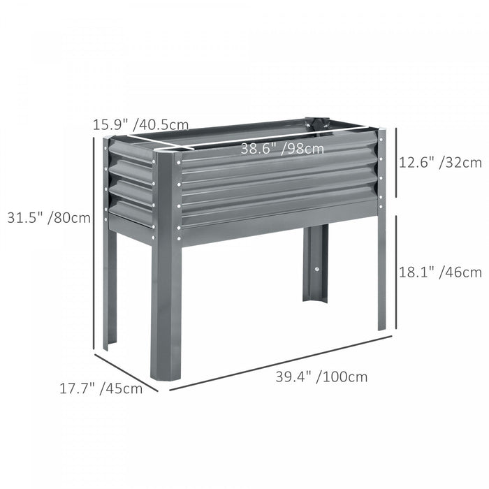 Outsunny Raised Garden Bed W/ Legs Galvanized Elevated Planter Box Silver