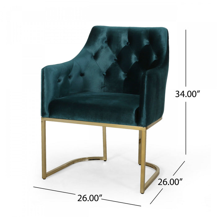 Jasmine Ergonomic Velvet Upholstery Club Chair - Teal 