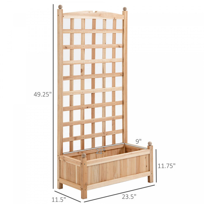 Outsunny 24\" X 12\" X 49\" Raised Garden Bed With Trellis Board Back & Strong Wooden Design & Material
