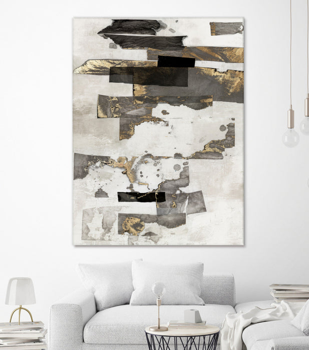 \"Gold And Black Ink I\" Giant Art 72x54 Wall Art