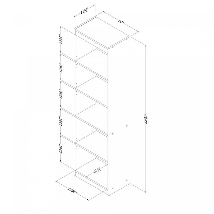 Axess 5-Shelf Narrow Bookcase - Morgan Cherry