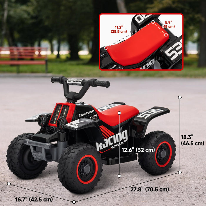Qaba 6v Kids Atv Quad, 4 Wheeler Battery Powered Ride-On Electric Ride On Car With Led Headlights, F