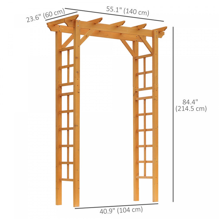 Outsunny 85\" Wooden Garden Arbour For Wedding And Ceremony, Outdoor Garden Arch Trellis For Climbing