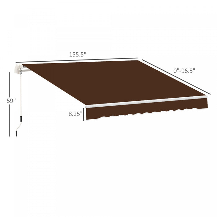 Outsunny 13' X 8' Manual Retractable Patio Awning Sun Shade Outdoor Deck Window Door Canopy Shelter 