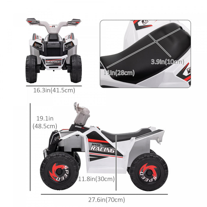 Aosom 6v Kids Atv Quad, Battery Powered Ride-On Electric Vehicle For Kids With Wear-resistant Wheels