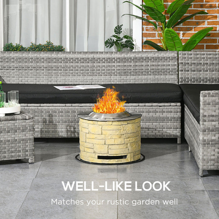 Outsunny Smokeless Fire Pit With Mat, 20\" Firepit, Magnesium Oxide, Yellow