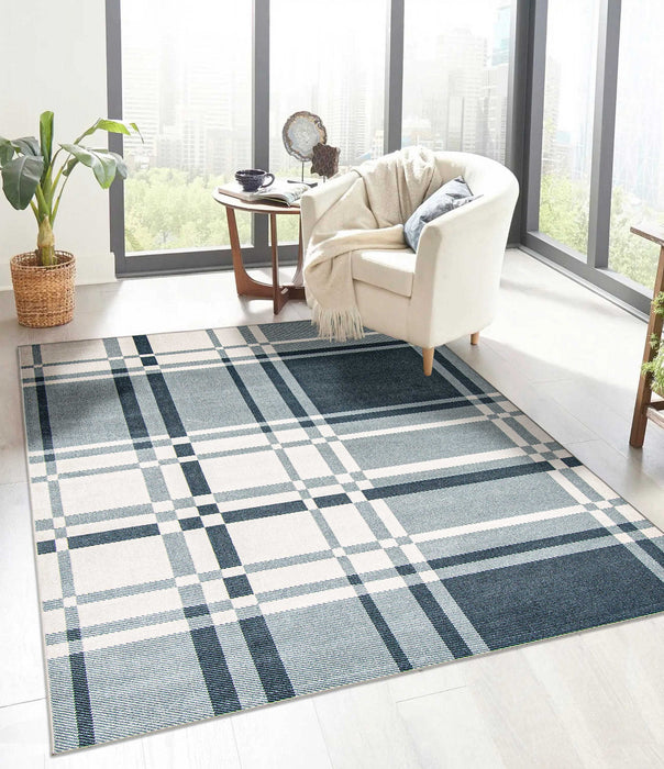 Roma Blue Machine Washable Area Rug - 5'0\" x 7'0\"