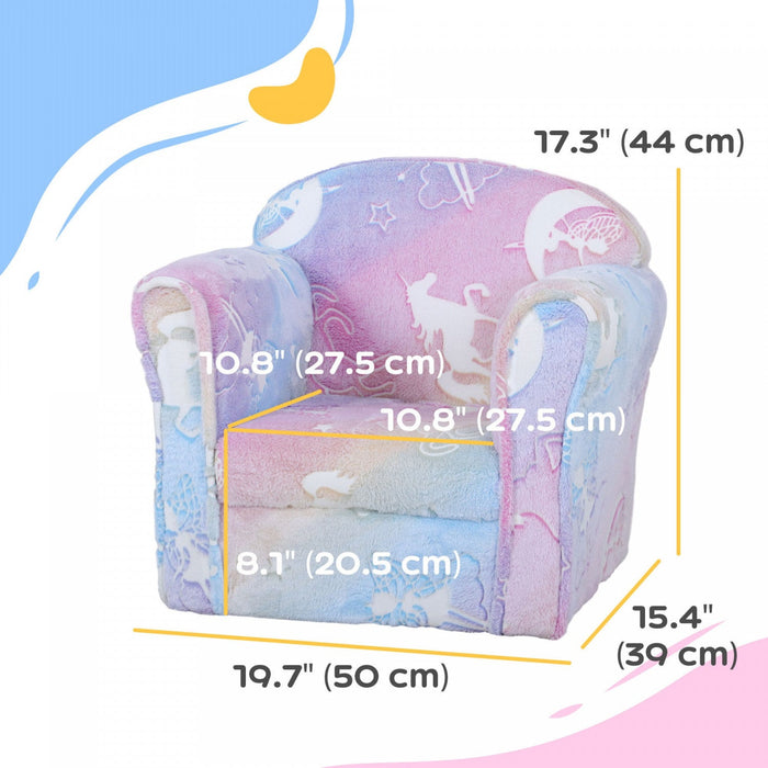 Qaba Toddler Chair, Kids Chair With Luminous Fairy Design, Wooden Frame, Kids Sofa For 18-36 Months,