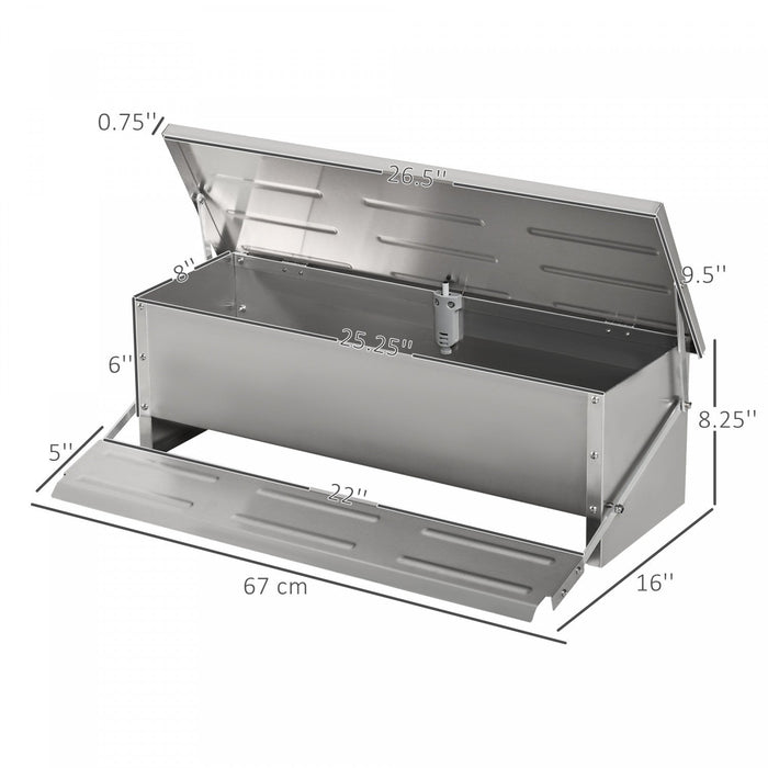 Pawhut Automatic Chicken Feeder, 22.5 Lbs Capacity Poultry Feeder With Self Opening Treadle, Weather