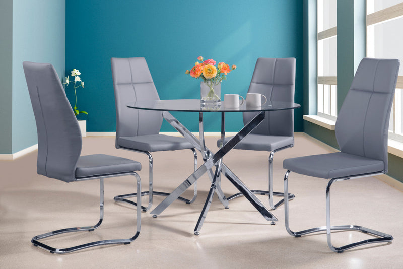 Julius Dining Chair, Grey Faux Leather (set Of 2) 