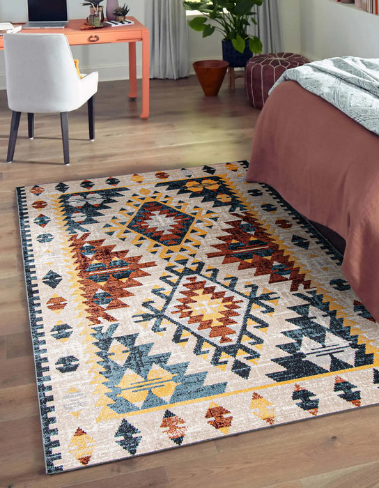 Mosaic Taupe/Copper Machine Washable Area Rug - 5'0\" x 7'0\"