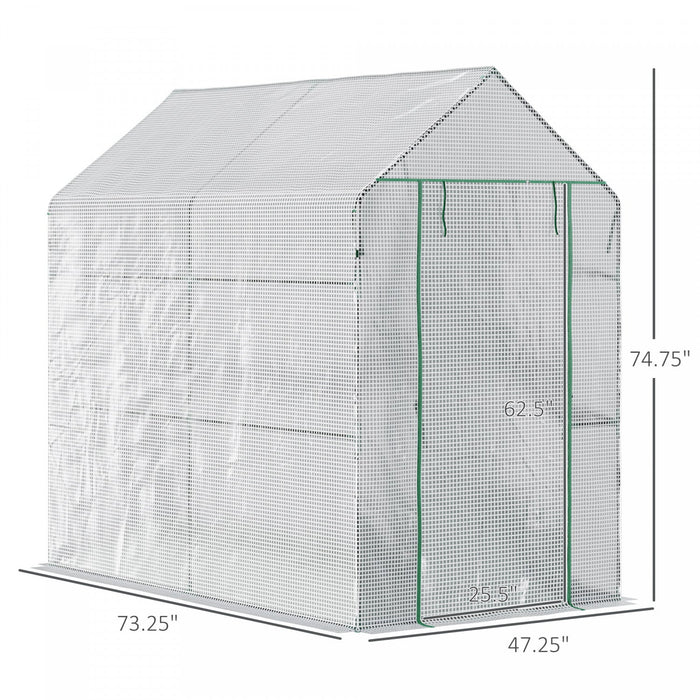 Outsunny 73\" X 47\" X 75\" Walk-in Greenhouse Outdoor Portable Plant Flower Growth Warm House Garden T