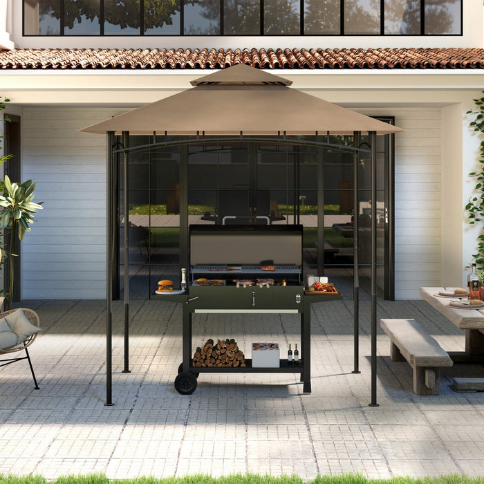 Outsunny Bbq Gazebo Canopy Replacement, 5'x8' Grill Gazebo Roof, Khaki