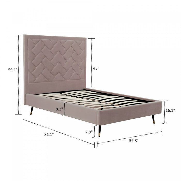 Crosby Modern Upholstered Velvet Full Bed in Blush 