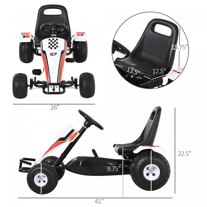 Aosom Pedal Go Kart Children Ride On Car Racing Style With Adjustable Seat, Plastic Wheels, Handbrak