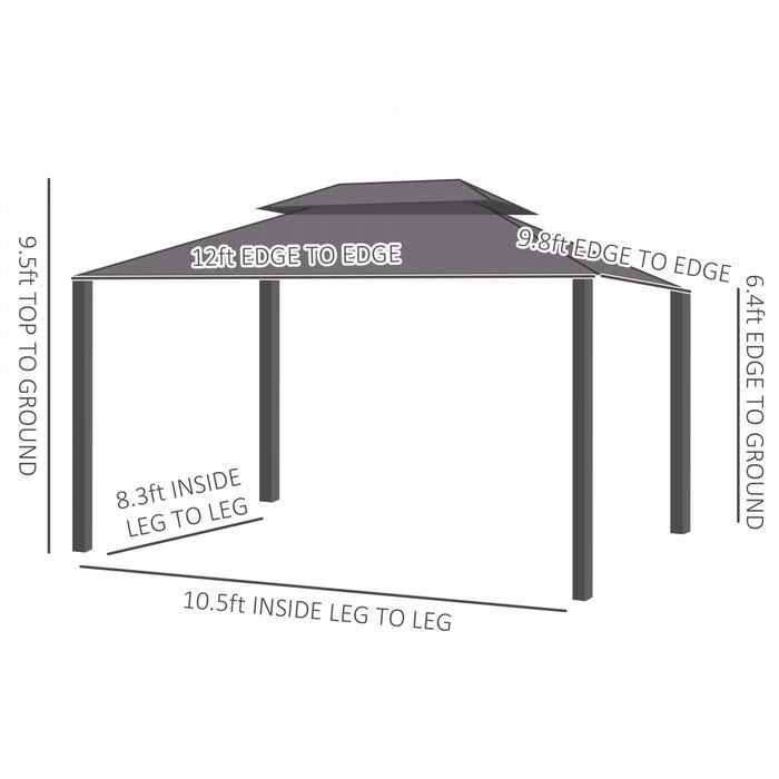 Outsunny 10' X 12' Outdoor Hardtop Gazebo With Galvanized Steel Canopy & Netting Sidewalls For Lawn,